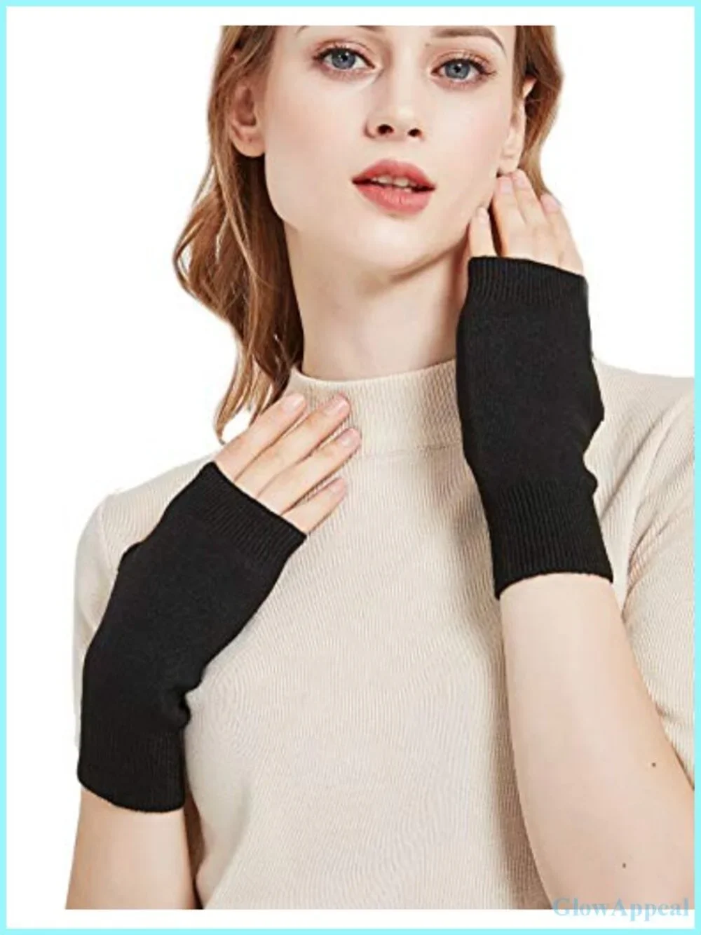 Wool Blend Fingerless Gloves with Thumb Hole, Soft Arm Warmers for Typing